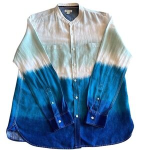 Sun + Stone Ombre Linen/Cotton Blend Men's‎ Long Sleeve Shirt Size XXL